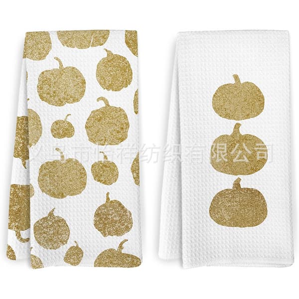 Pumpkin Pattern Dish Towel for Kitchen, Absorbent Decorative Cleaning Cloth with Autumn Design 2 45*66cm 2 45*66cm