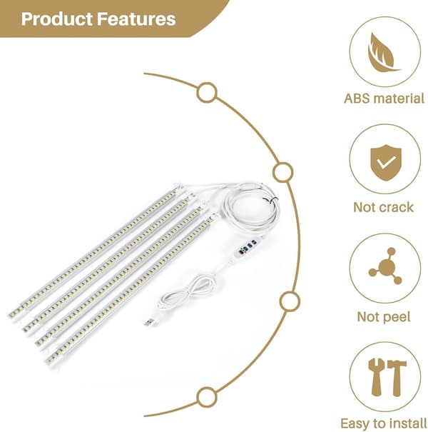 Full Spectrum LED Grow Light Strips with Auto Timer 3 9 12 Hours 192 LEDs for Indoor Plants Hydroponics Seedlings