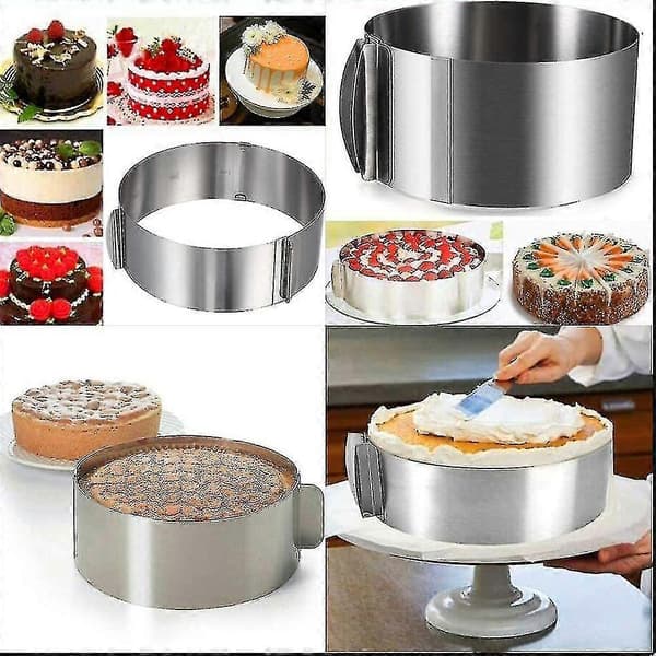 Cake Ring 6 to 12 Inch Adjustable Round Stainless Steel Cake Mold Mousse Mold Baking Tool Cake Decorating Mold Baking Ring