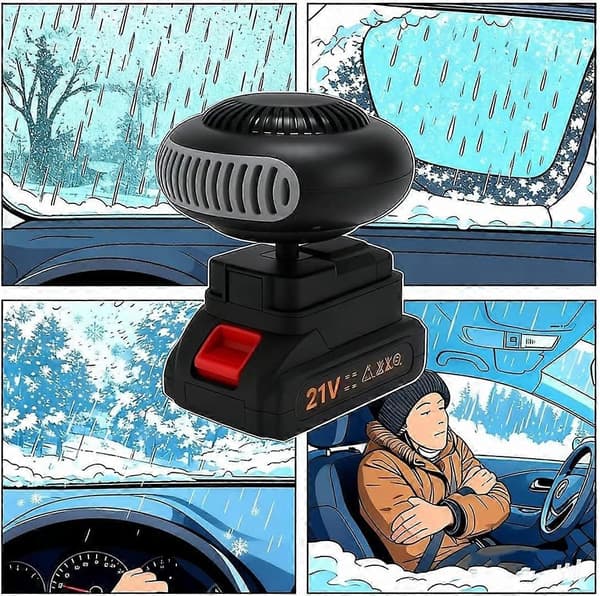 Portable Car Heater with Cordless Rechargeable Battery, Rapid Windshield Defrost, and Quiet Small Space Heating