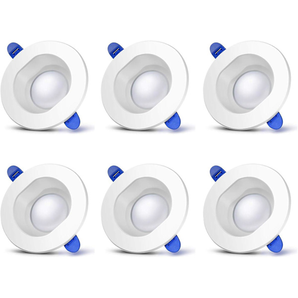 Sæt af 6 Neutralt Hvid LED Indbyggede Spotlights - Runde IP44 LED Badeværelses Spotlights til Badeværelse, Stue, Soveværelse, Køkken, Kontor, Gang