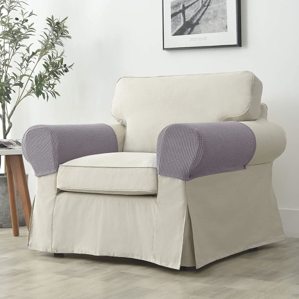 Set med 2 Jacquard Stretch Soffa Armstöd Armstödsskydd Halksäkra Möbelskydd Armstödsskydd för Soffa Recliner Lavendelgrå Lavender Gray