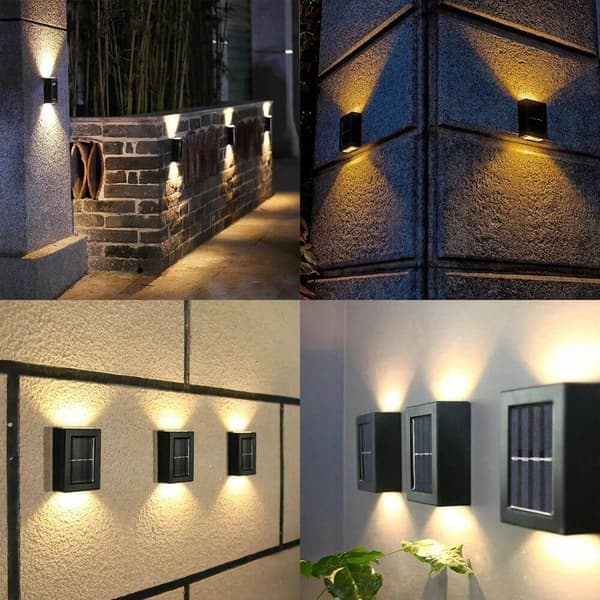 2-pack solar lamp for facade, wall, stairs | Outdoor facade lighting solar black black