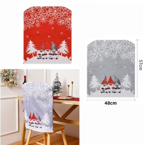 Stolsöverdrag - Jul - Röd och grå - Non-woven - 57x48CM - 2 delar