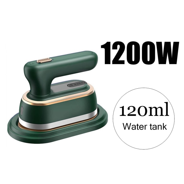 1200W Bärbar Mini Strykjärn, 180° Rotationsbar Handhållen Ångstrykjärn, Vikbart Reskläder Ångstrykjärn Green