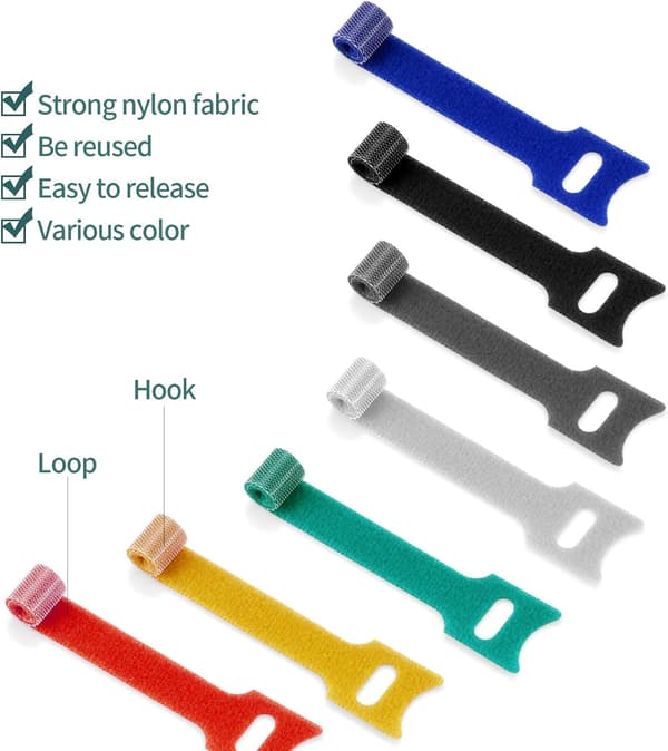 70 stk genanvendelige kabelbindere, nylon, elkabel