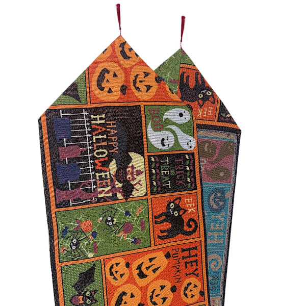Sæsonbestemt Efterårs Dugløber 71 Tommer Lang, 13 x 71 Tommer Glad Halloween Løbere Dekoration Rustik Halloween Dekorationer Borddække
