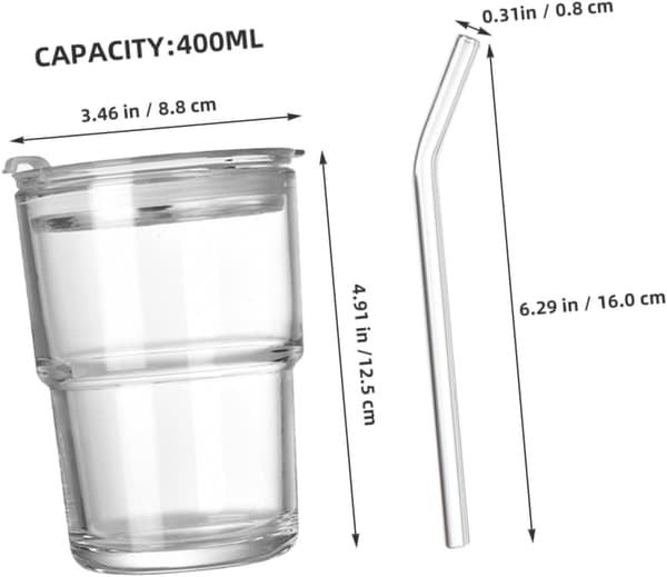 400 ml drinking glass with lid, sturdy insect-patterned tumbler for daily use and restaurants