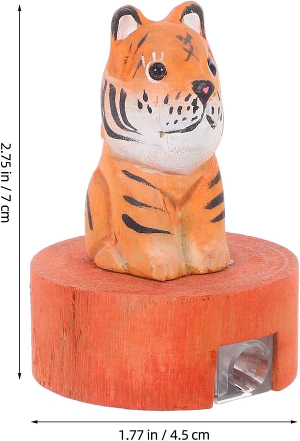 Handheld Wooden Pencil Sharpener with Tiger Design - Manual One-Hole Sharpener