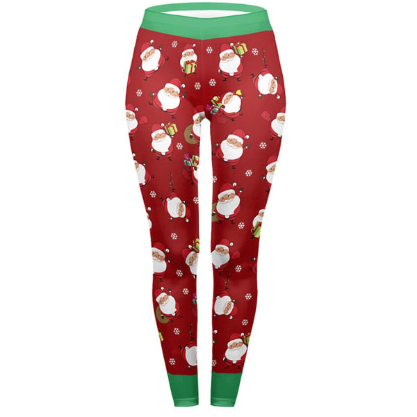 EWomen's Christmas Mid-Rise Leggingsit Sarjakuva Joulupukki Raita Digitaaliset Leggingsit Holiday Party Active Jooga LeggingsitE