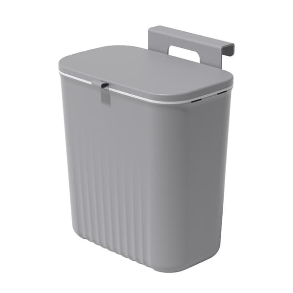 9L Hanging Trash Can with Lid, Wall-Mounted Kitchen Container Compost Bin-FM-