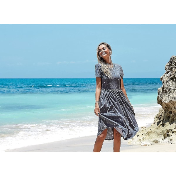 Womenlsquo;s Summer Casual Swing Midi-kjole med lommer Medium
