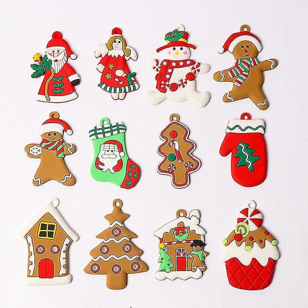 Julpepparkaksprydnader, miniatyrjulgransprydnader, Pvc Ginger Man With Strings Juldekorationer för julgransupphängning