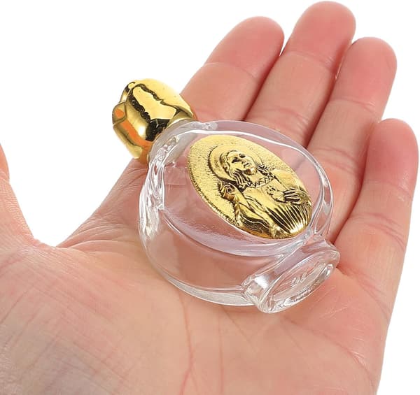 4 st heliga vattenflaskor med lock, påfyllningsbara bärbara glasbehållare för dop, dekorativa mini tomma parfym eteriska oljeburkar