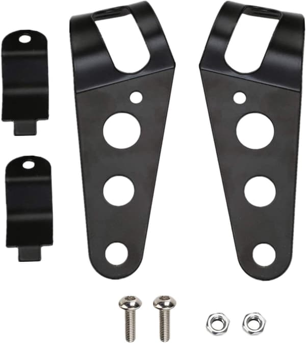 Motorcycle Headlight Mount Brackets 35mm-46mm Fork Ear for Chopper Cafe Racer (Black)