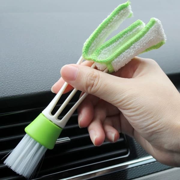 Blind Cleaning Tool - 2-in-1 Slat Duster with Microfiber Cloth - Adjustable Dust Brush for Window Blinds Grey grey