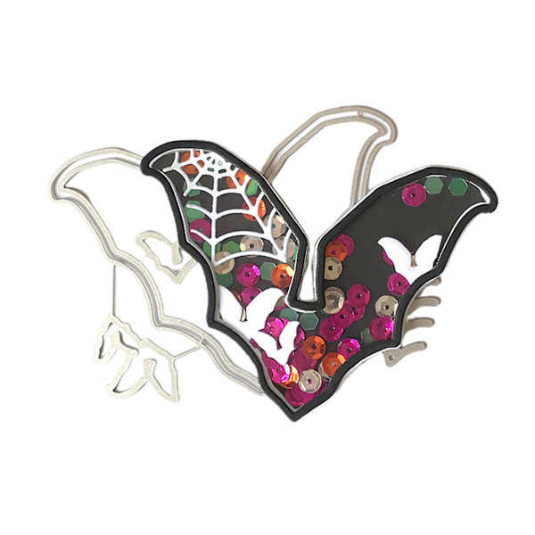 Halloween Bat Spider Web Metallstans för Grattiskort