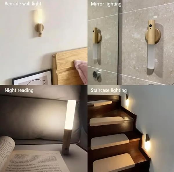 Simple Elegance: Motion Sensor Night Light, Rechargeable Magnetic Wall Lamp, Energy Saving, Easy Installation, Indoor, Wide Application