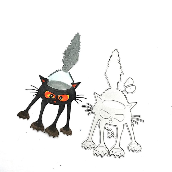 Halloween-katt Metall Skärstencil Mall DIY Scrapbooking Album Papperskort Stencil Stencil Prägling Ornament