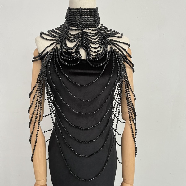 musta Pearl Body Chain korut naisille - Muoti käsintehty Pearl Body Chain olkakoru rintaliivit