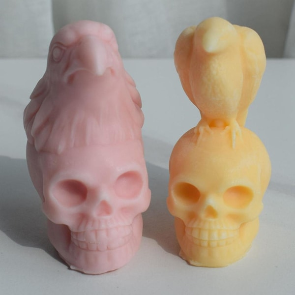 CrowRaven Skull Candle Silikonform Unik duftende gipspryd harpiksform Halloween Skjelett Epoxy Resin MoldCrow