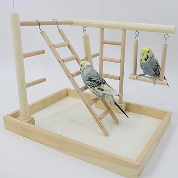 Lekplats för fåglar, papegojleksaker, papegojburtillbehör, cockatielgunga, stege, papegojträningsplattform, pusselstege, fågel