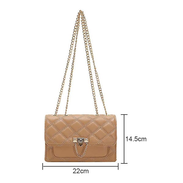Små damväskor och handväskor, axelväskor, crossbody-väskor, axelremmar i metall, khaki