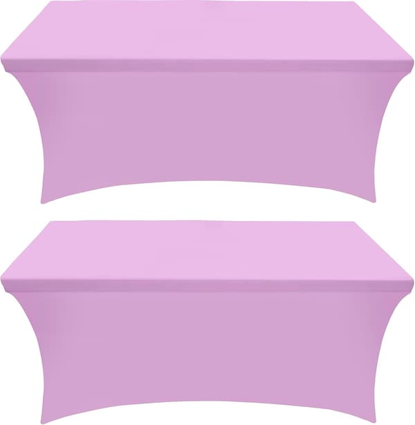 Kitchen Spandex Tablecloth 2-pack [6 ft, Light Purple] Snug-fit, Fitted, Washable and Wrinkle-Resistant Stretch Rectangular Patio Tablecloth