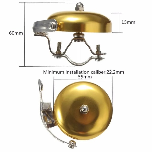 Mini Messing Cykelklokke, Sølv, Passer til 22,2 mm Styrstangdiameter