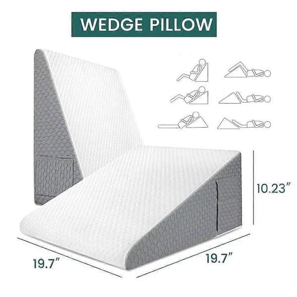 Wedge Pillow for Sleep, Post-Surgery Acid Reflux, Triangular Elevated Pillow for Bed, Dorm, Office, Air Layer, Memory Foam