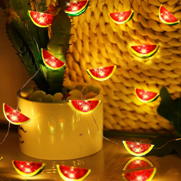 Vandmelon Decor String Lights, 6,6 Ft 20 LEDs Frugt Night Led Lights attery drevet med fjernbetjent timer juledekorat