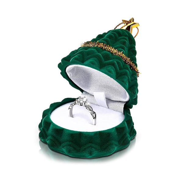 Julgran Smycken Ring Hållare Förlovning Bröllop Box Foto Ring Present