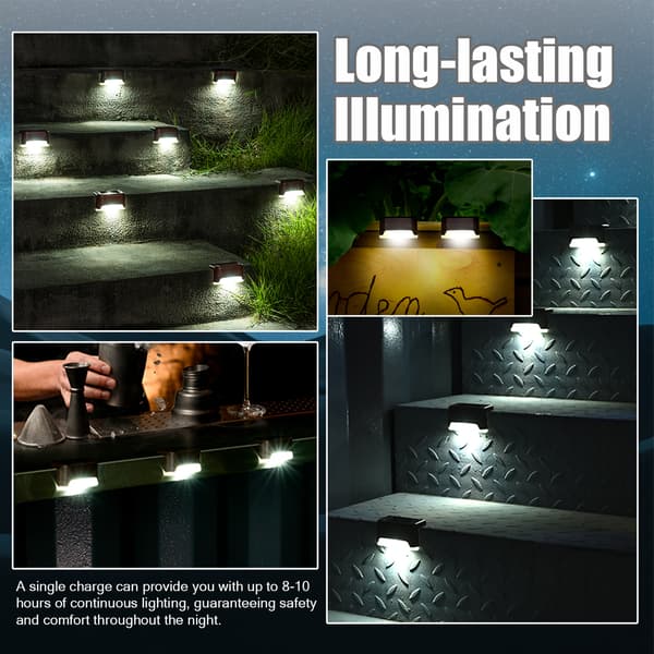 Solar-powered lighting for stairs and railings