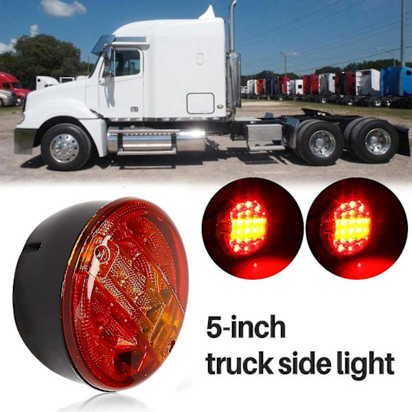 2x 5 tommer LED runde hamburger baglygter LED trailer baglygte