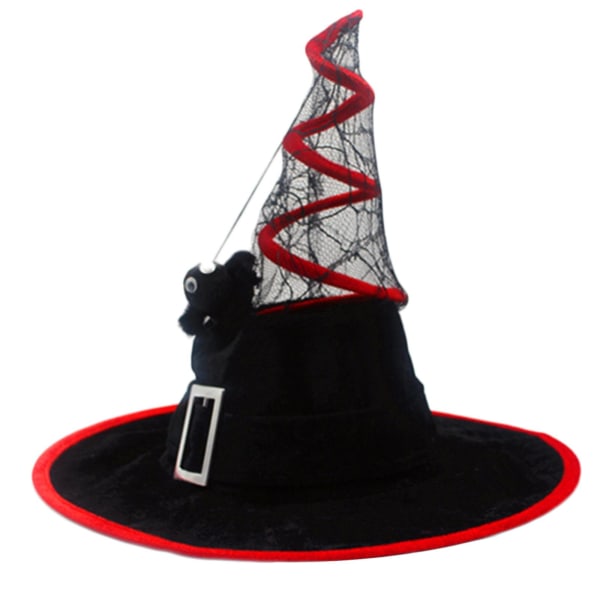 Heksehat Voksen Kostume Party Hat Halloween Hexe Cosplay Hat Troldmand Hat Rød