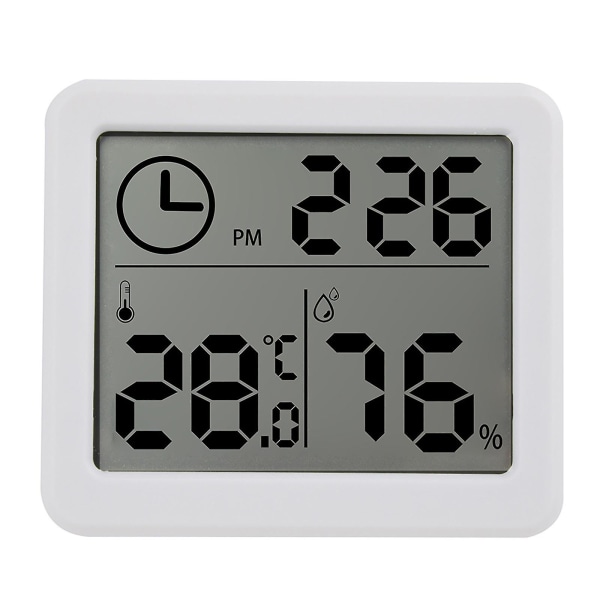 3,2 tommer Digital Temperatur- og Luftfugtighedsmåler Ur Soveværelse Hygrometer Hvid