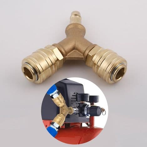 Quick Coupling 1/4-inch Air Hose Distributor — With Threaded Brass Male Connector (NW7.2 Standard), for Quick Y-Connections for Compressed Air
