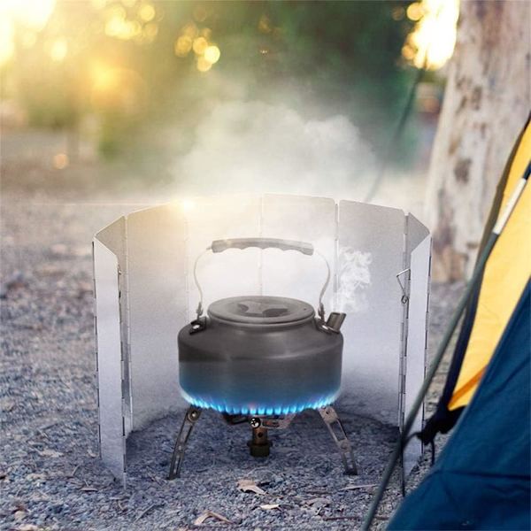 Fällbart Vindskydd i Aluminium, 10 Plåtar för Camping utomhus, Ultralätt Bärbar Spis för Campingspis, Picknickkokare