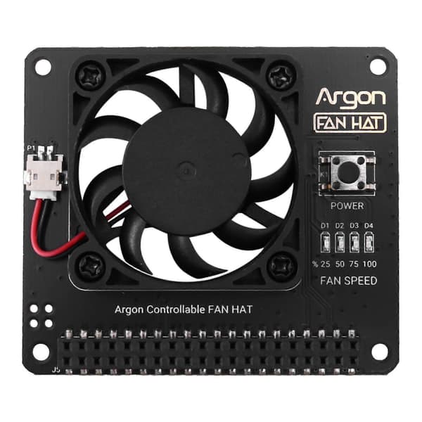 Argon Blæser HAT til Raspberry Pi 4/3 Køleblæser med Softwarejusterbar Hastighed / 40mm Stor Blæser til Ra