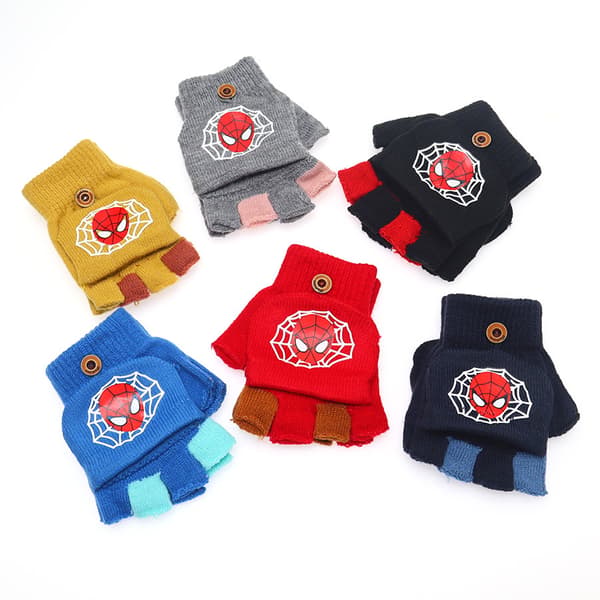 Spiderman Winter Knitted Thermal Mittens Kids Gift B