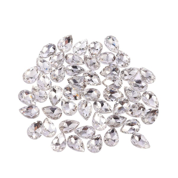 50 st Droppformade Glaskristaller Diy Teardrop Kristall Resin Rhinestone Pointback Glas Facetterat Smyckestillverkning Hantverk Vit 50 st White 50pcs