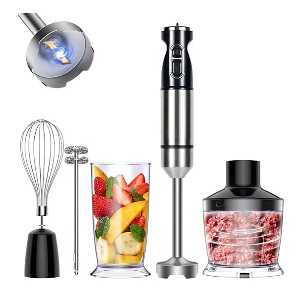 4-i-1 Multifunktionell Handstavmixer, 304 Rostfritt Stål Stavmixer, Titanpläterad, 600ml Blandningsbägare