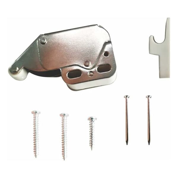 6 Pieces Cabinet Door Spring Latches, Spring Latch Door Lock Mini Latch with Catch Plate, Automatic for Hinged Doors with Screws