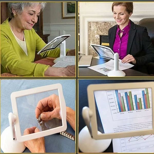 3x Rectangular Magnifying Glass with LED Light, Full Page Magnifier, Hands-Free A4 Full Page Magnifier with Light, for the Visually Impaired 1pc