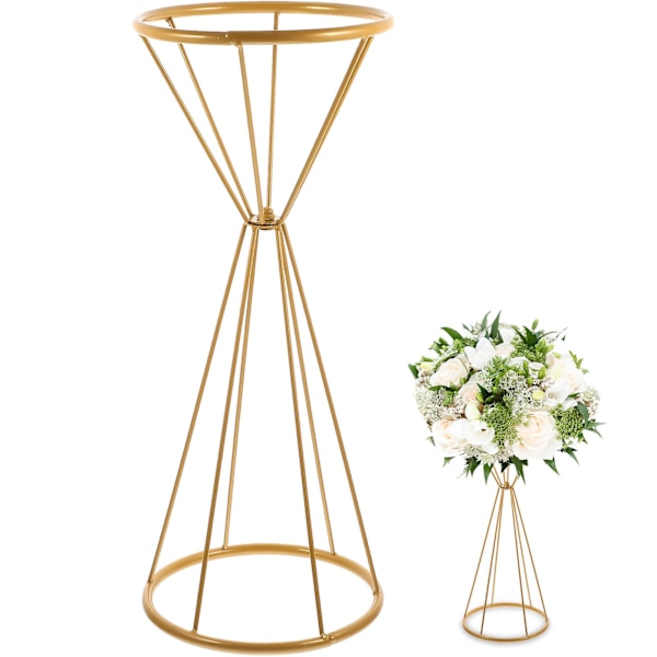 Metall Hult Blomster Vase Blomsterholder Bryllup Bord Senterstykke Blomsterarrangement Gull 61.5X21X21C
