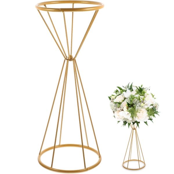 Metallisk Ihålig Blomvas Blomhållare Bröllopsbord Mittstycke Blomsterarrangemang Guld 61.5X21X21C