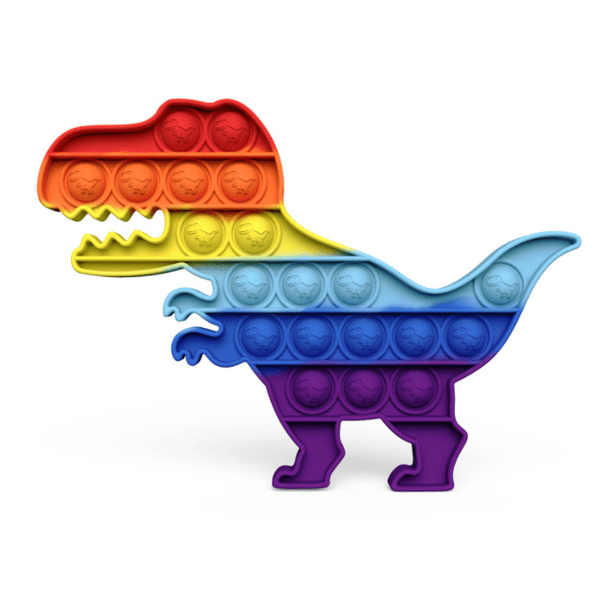 2 stk regnbuefargede dinosaur-bordfingerdekompresjonsbobler