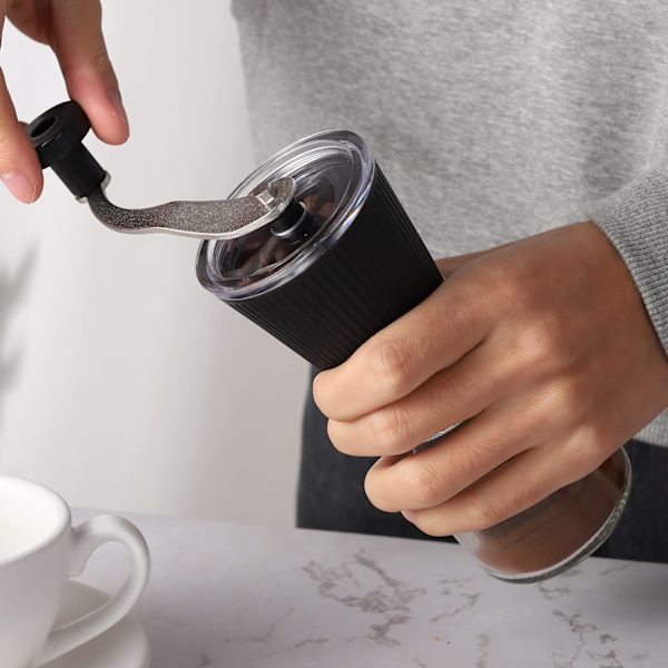 Manuaalinen kahvimylly, käsikäyttöinen kahvimylly säädettävällä kartiomaisella keraamisella terällä espressoa, suodatinta ja pressopannua varten (musta)