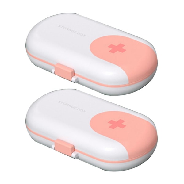 2 stk rosa pilleboks, rombeholderbeholder, reisepilleboks daglig pilleboks