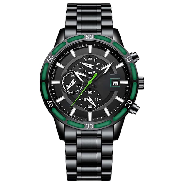 Herrar Multi Time Chronograph Digital Analog Rostfritt Stål Sport Armbandsur